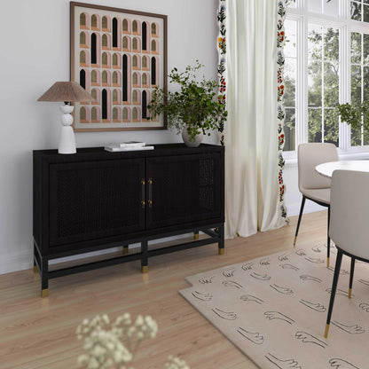 Amara Woven Rattan Buffet by TOV Furniture. Made from rattan veneer, wood in a cottage & farmhouse style.