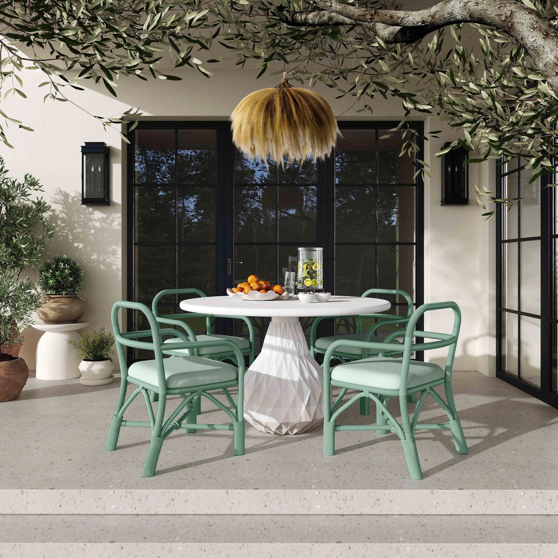 Ginny Rattan Dining Chair by TOV Furniture. Made from fabric, rattan in a cottage & farmhouse style.