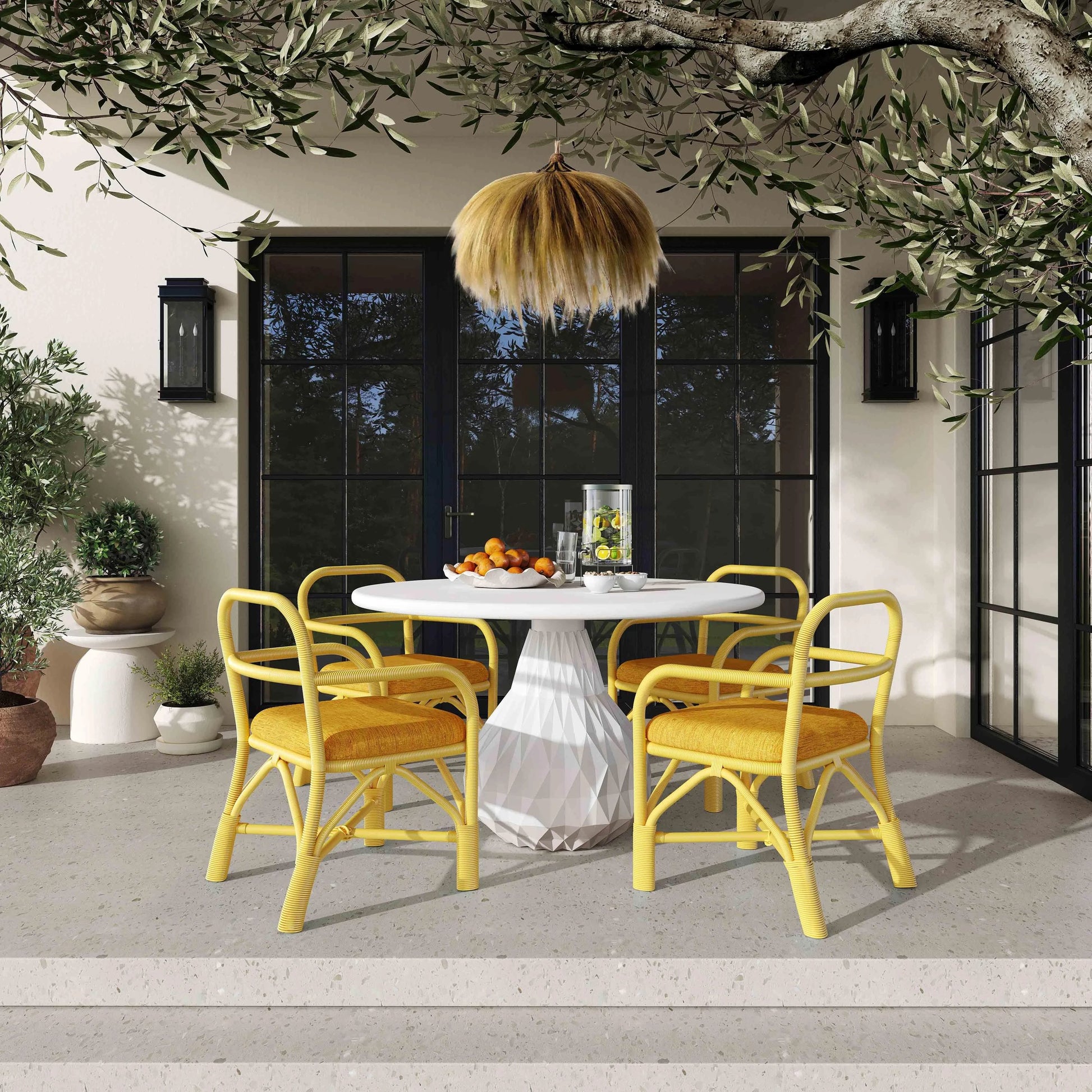 Ginny Rattan Dining Chair by TOV Furniture. Made from fabric, rattan in a cottage & farmhouse style.