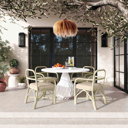 Ginny Rattan Dining Chair by TOV Furniture. Made from fabric, rattan in a cottage & farmhouse style.