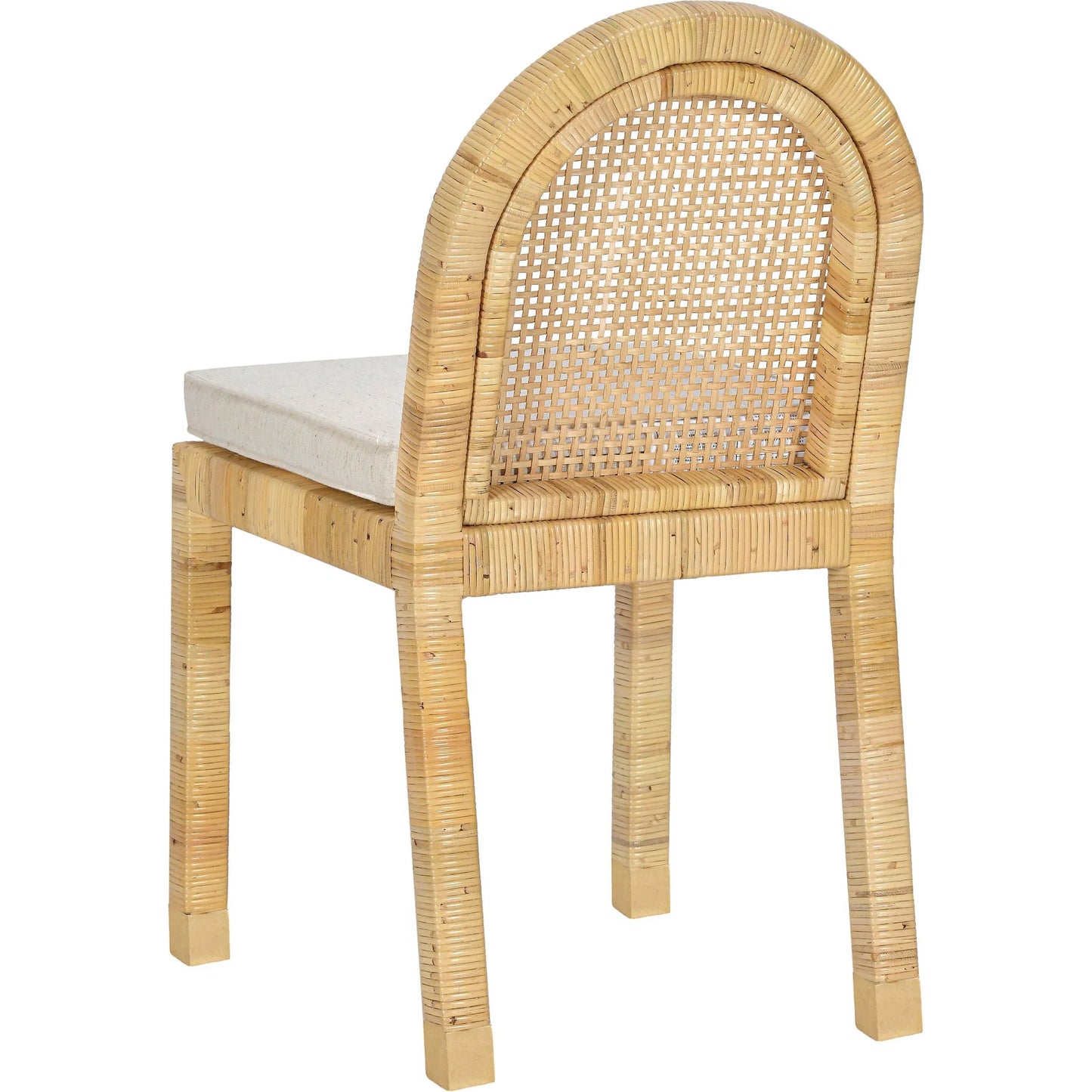 002 SI-2439896 | Additional Silo | Amara Linen Arched Dining Chair by TOV Furniture in cream, natural. Made from brass, linen, rattan, wood in a rustic style.