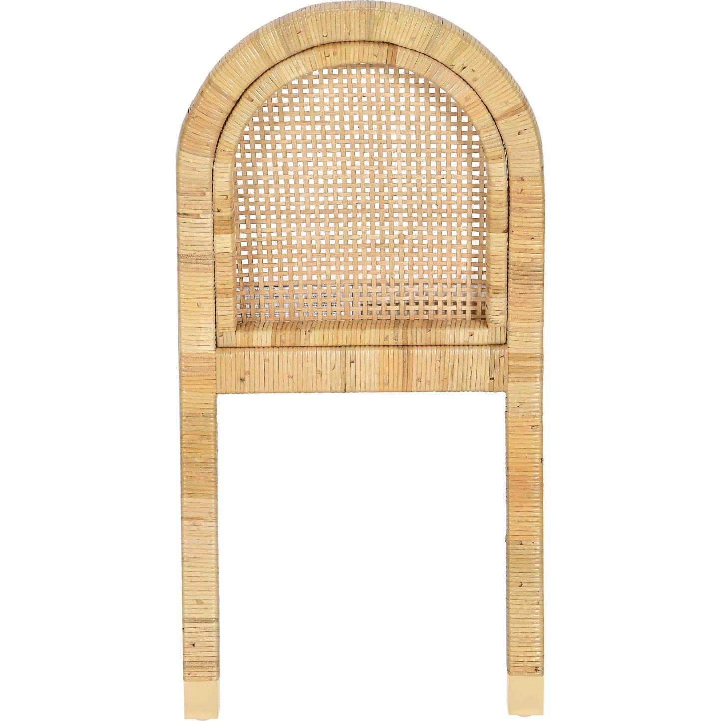 003 SI-2439896 | Additional Silo | Amara Linen Arched Dining Chair by TOV Furniture in cream, natural. Made from brass, linen, rattan, wood in a rustic style.