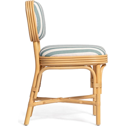Dorine Striped Performance Linen Dining Chair by TOV Furniture. Made from fabric, rattan in a unique style.