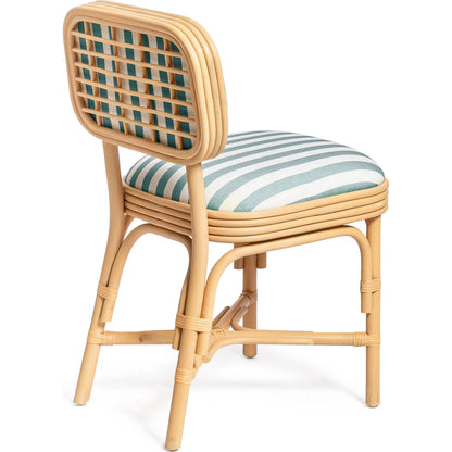 Dorine Striped Performance Linen Dining Chair by TOV Furniture. Made from fabric, rattan in a unique style.