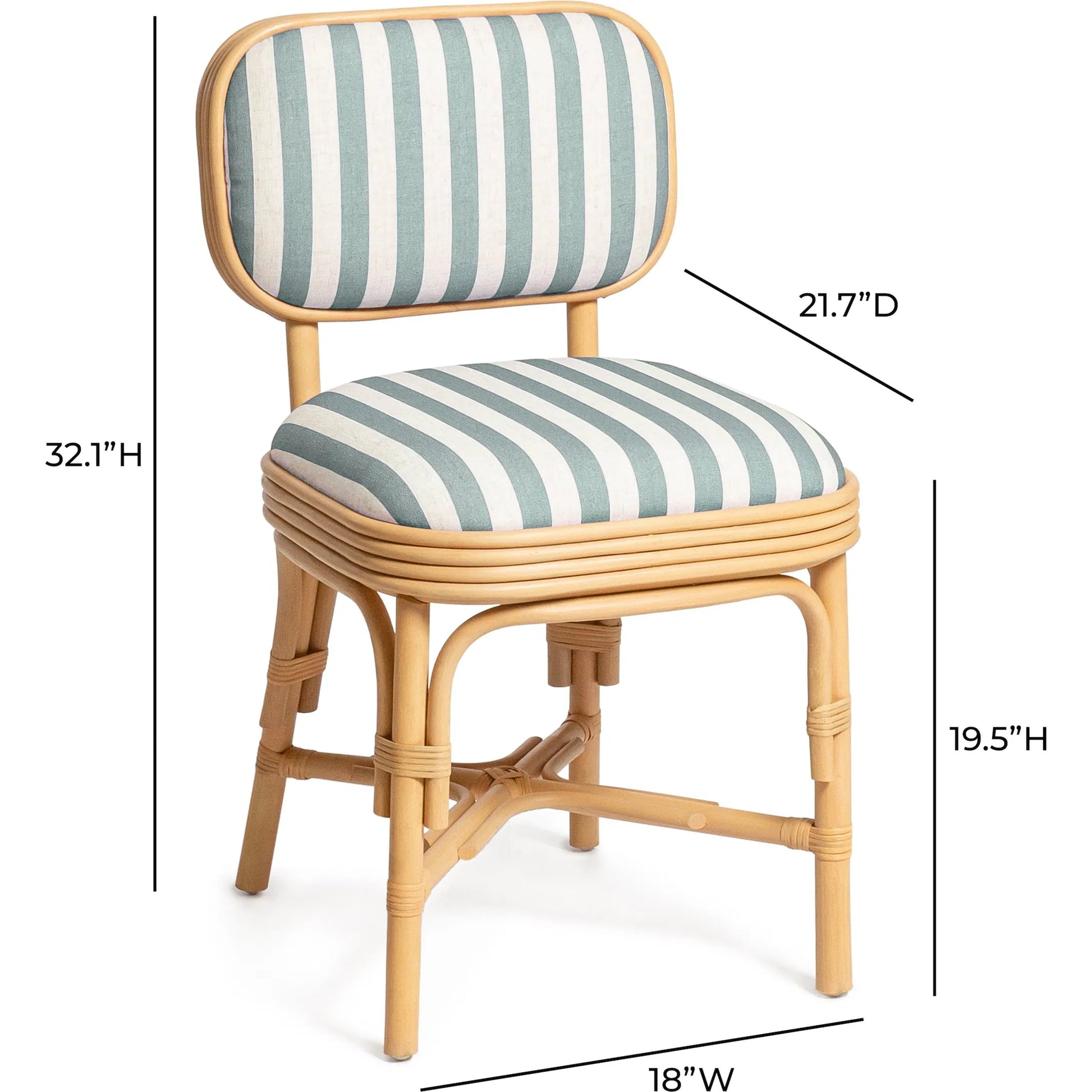 Dorine Striped Performance Linen Dining Chair by TOV Furniture. Made from fabric, rattan in a unique style.