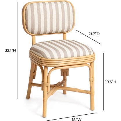 Dorine Striped Performance Linen Dining Chair by TOV Furniture. Made from fabric, rattan in a unique style.