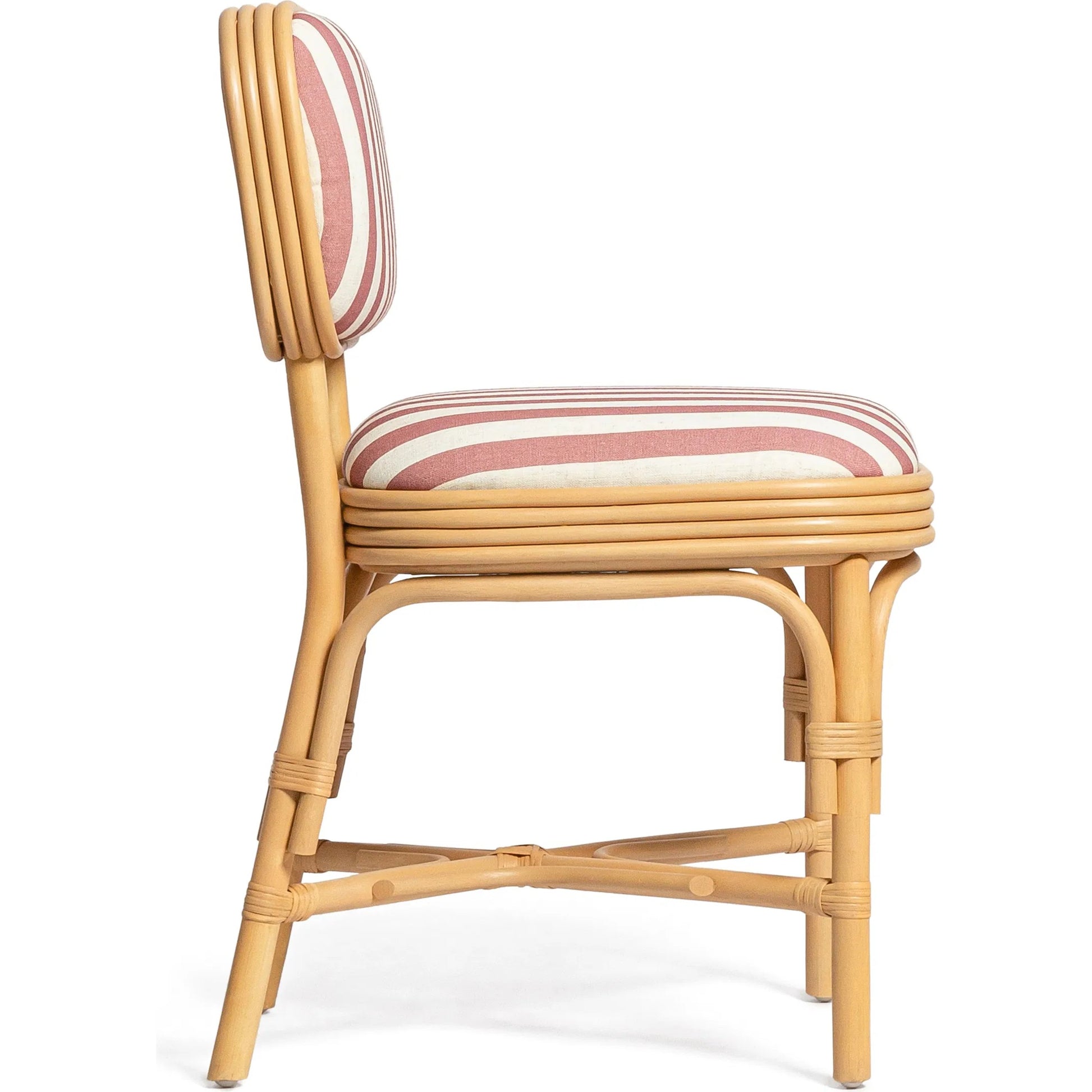 Dorine Striped Performance Linen Dining Chair by TOV Furniture. Made from fabric, rattan in a unique style.