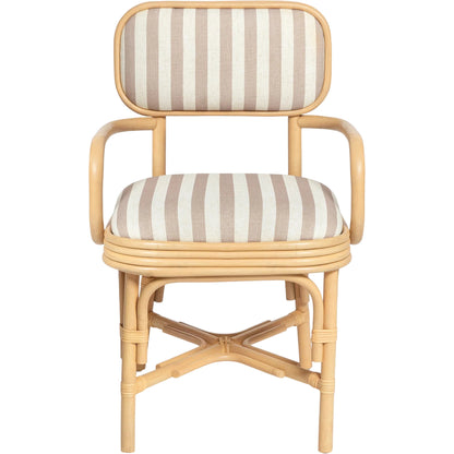 Dorine Striped Performance Linen Dining Armchair by TOV Furniture. Made from fabric, rattan in a unique style.