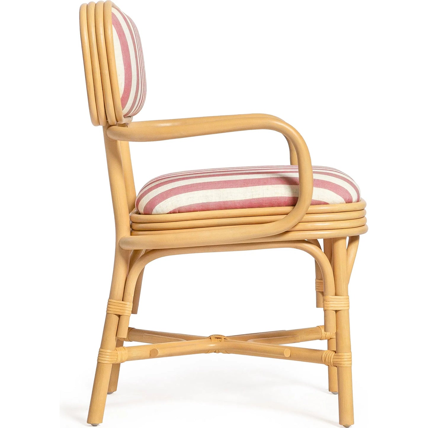 009 SI-2532644 | Additional Silo | Dorine Striped Performance Linen Dining Armchair by TOV Furniture. Made from fabric, rattan in a unique style.