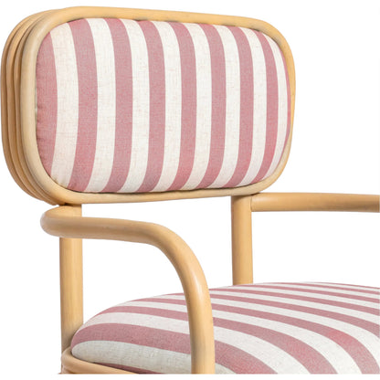 Dorine Striped Performance Linen Dining Armchair by TOV Furniture. Made from fabric, rattan in a unique style.