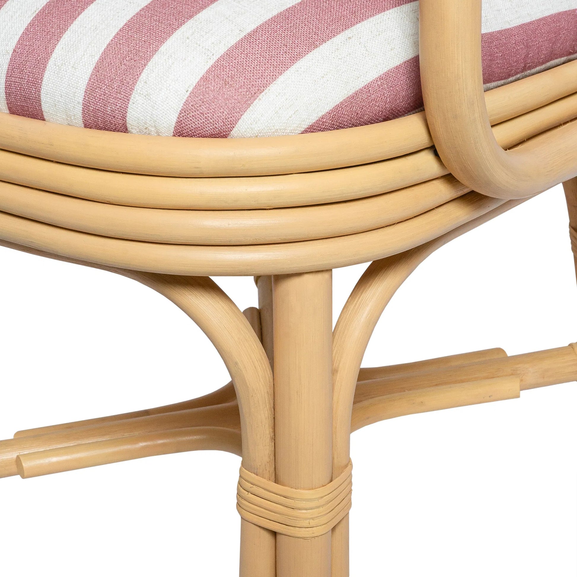 Dorine Striped Performance Linen Dining Armchair by TOV Furniture. Made from fabric, rattan in a unique style.
