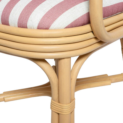 Dorine Striped Performance Linen Dining Armchair by TOV Furniture. Made from fabric, rattan in a unique style.
