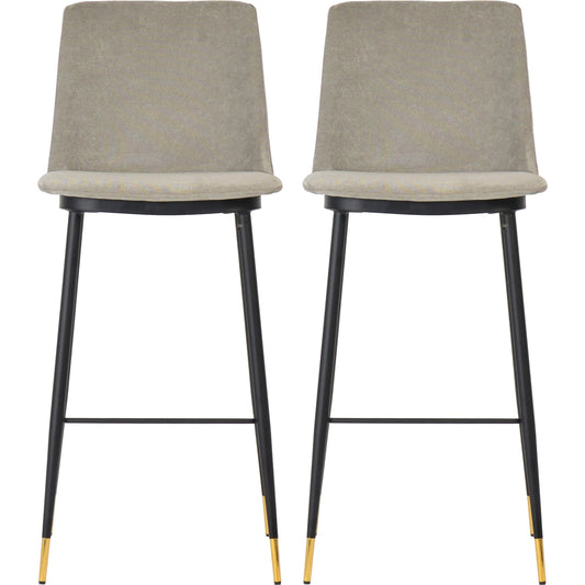 Evora Velvet Counter Stool (Set of 2) by TOV Furniture in gray. Made from velvet in a transitional style.
