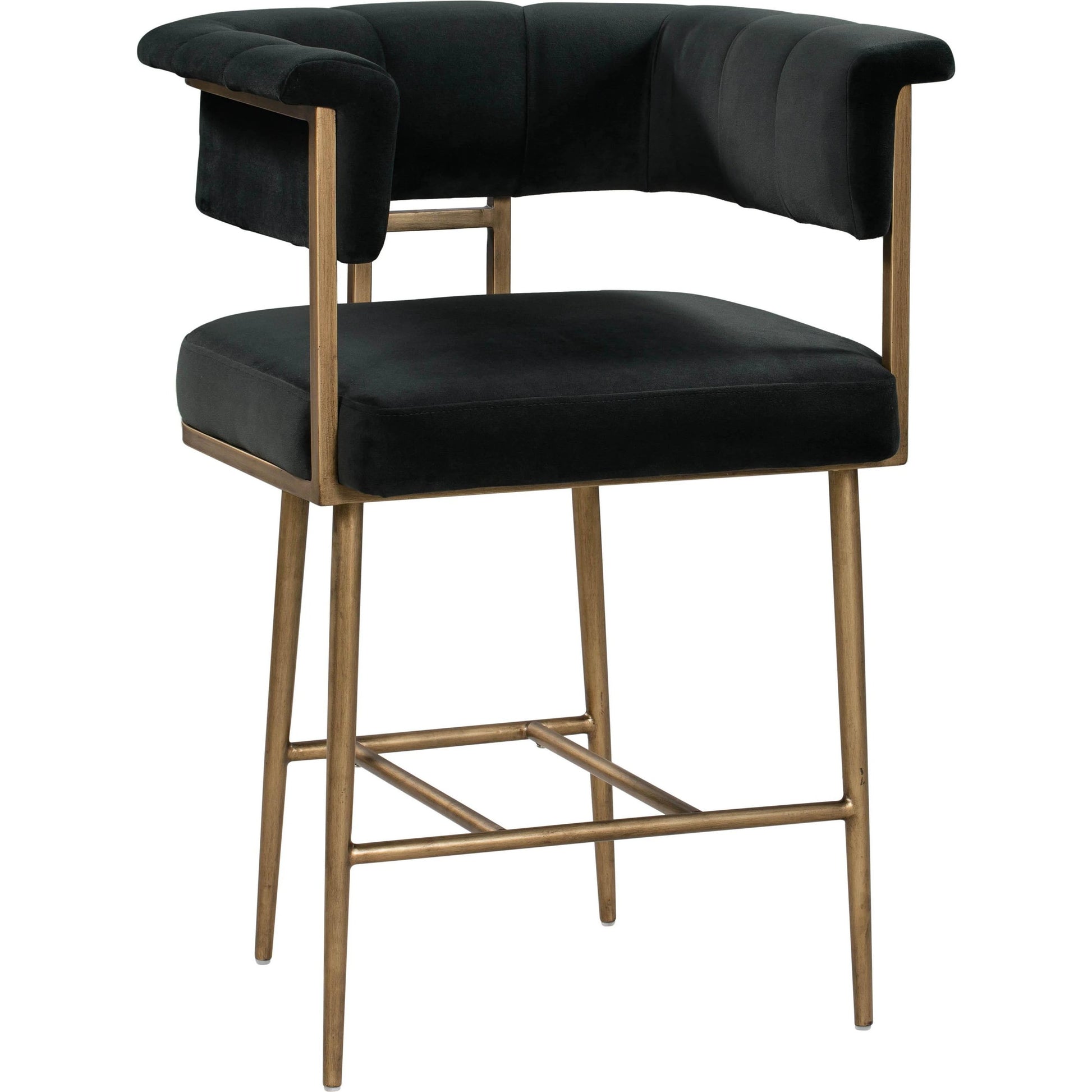 Astrid Counter Stool by TOV Furniture in blush. Made from velvet in a modern style.