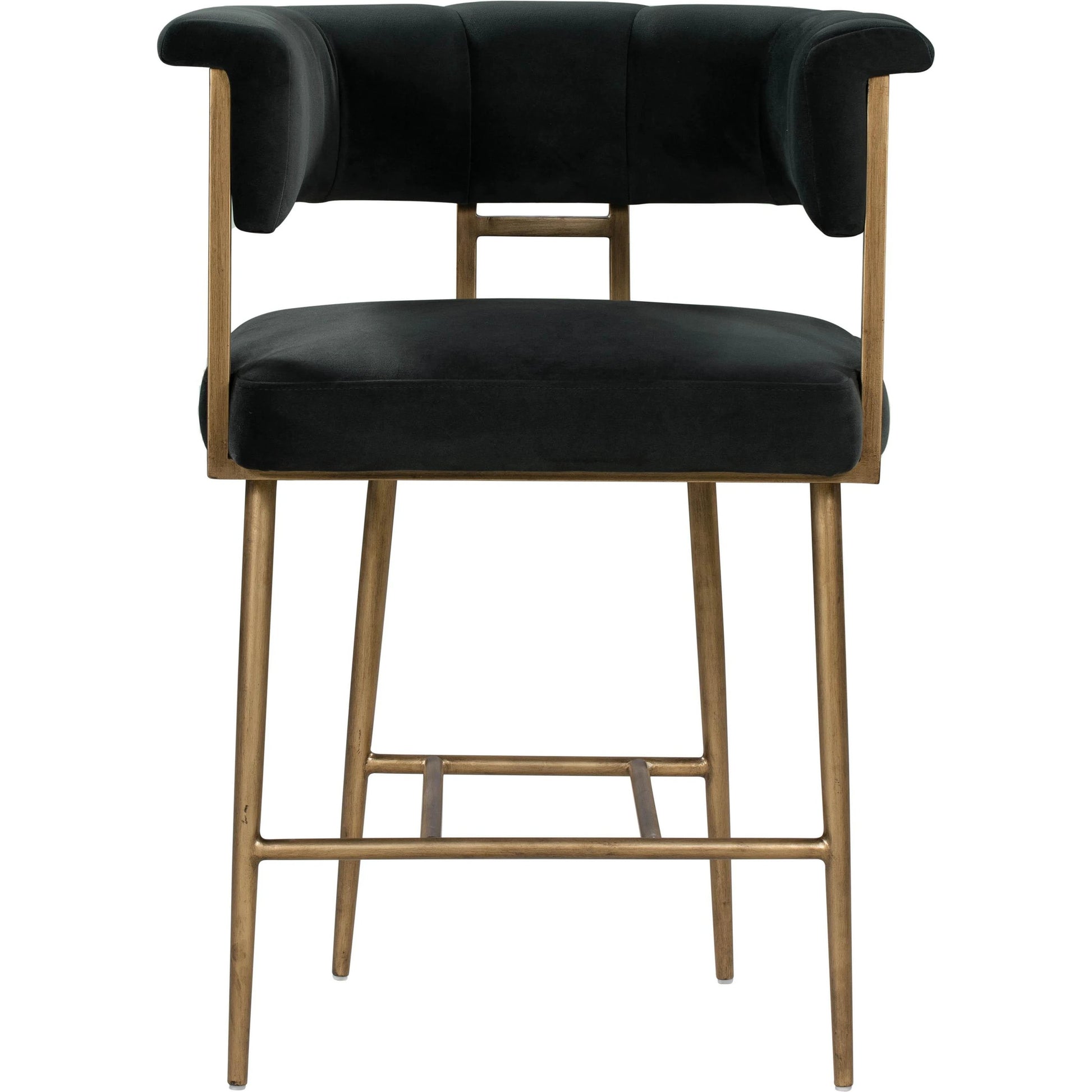 Astrid Counter Stool by TOV Furniture in blush. Made from velvet in a modern style.