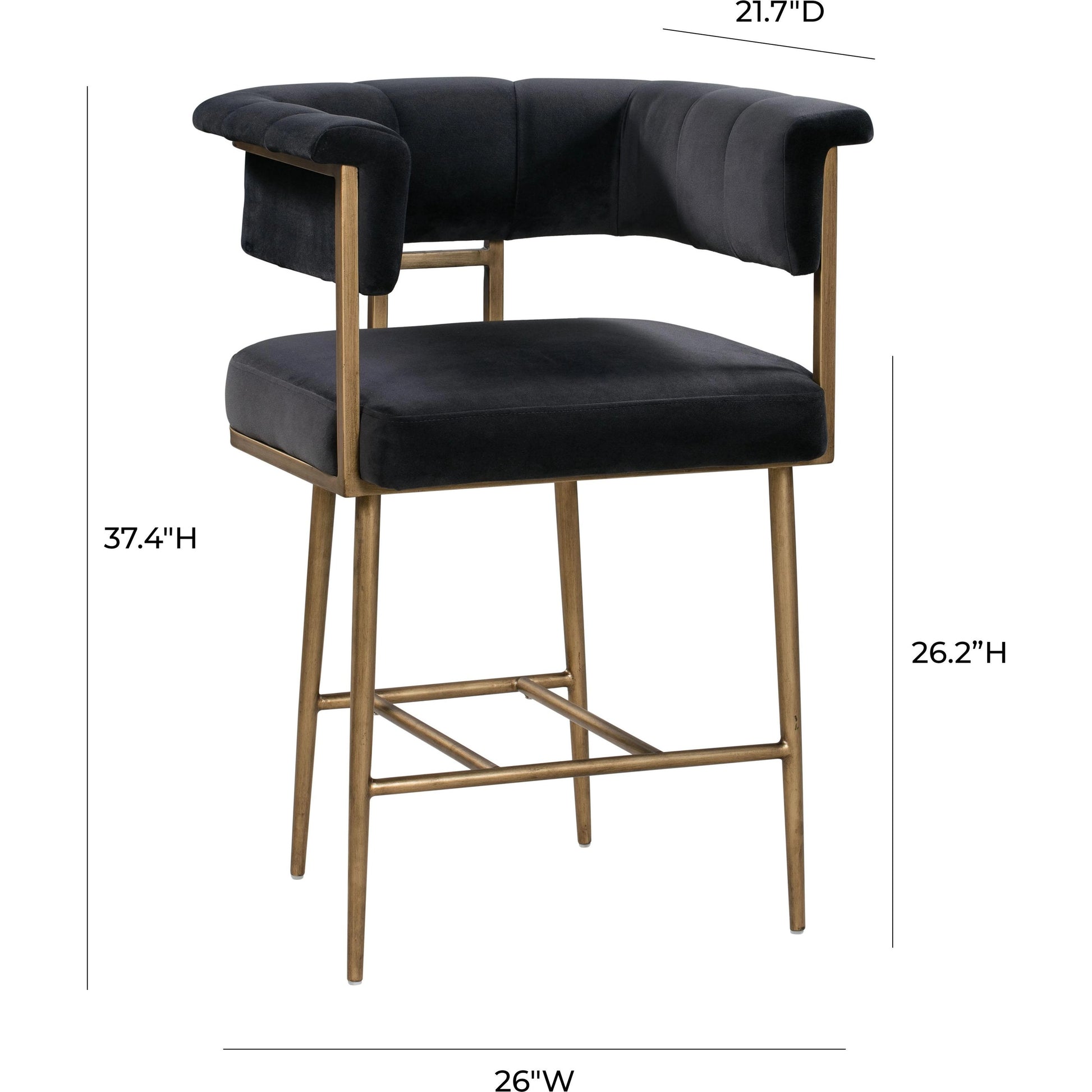 Astrid Counter Stool by TOV Furniture in blush. Made from velvet in a modern style.