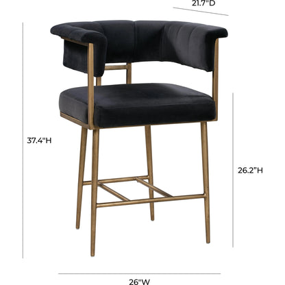 Astrid Counter Stool by TOV Furniture in blush. Made from velvet in a modern style.