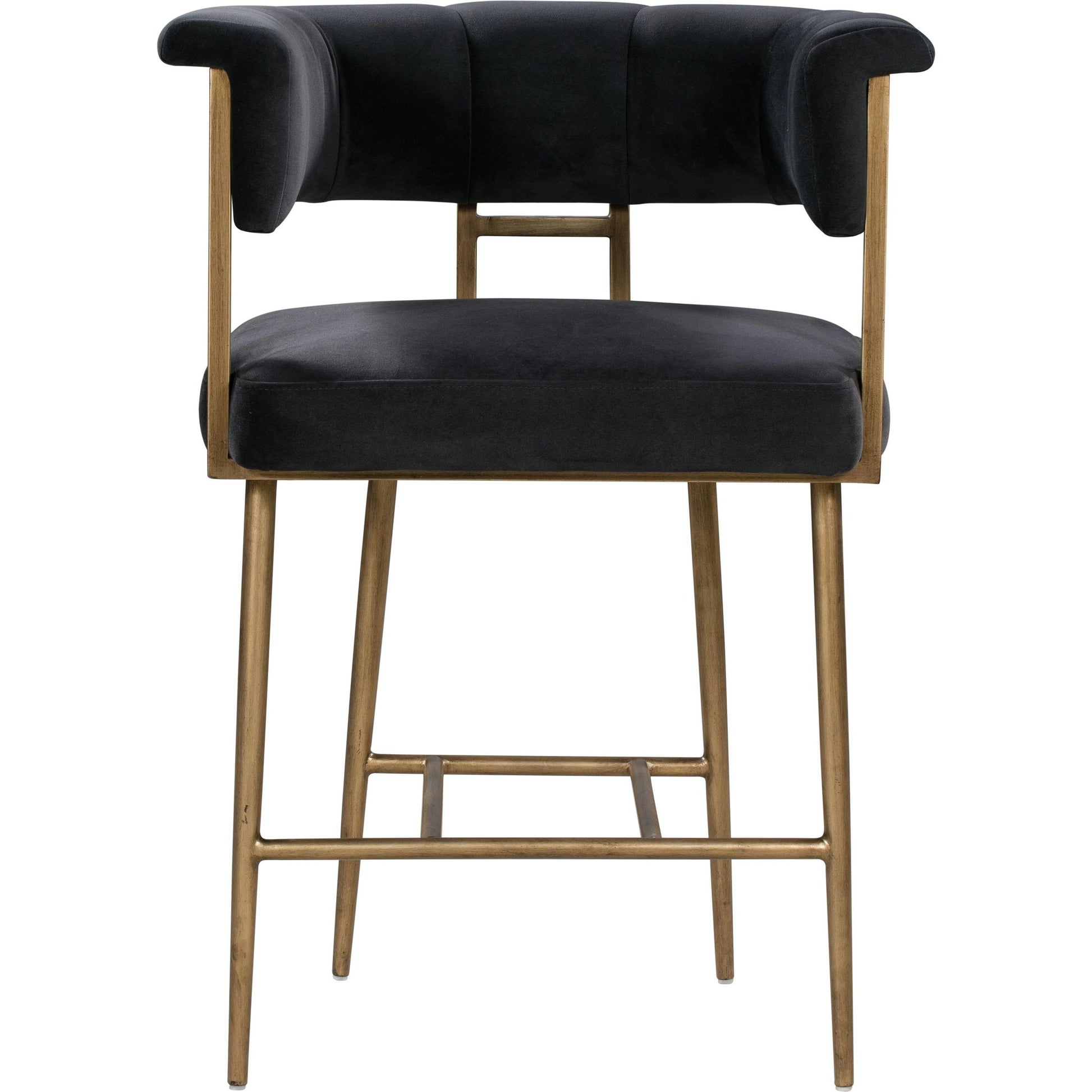 Astrid Counter Stool by TOV Furniture in blush. Made from velvet in a modern style.