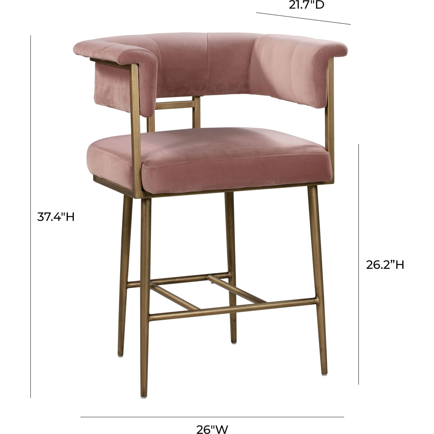 005 SR-389533 | Additional Silo | Astrid Counter Stool by TOV Furniture in blush. Made from velvet in a modern style.