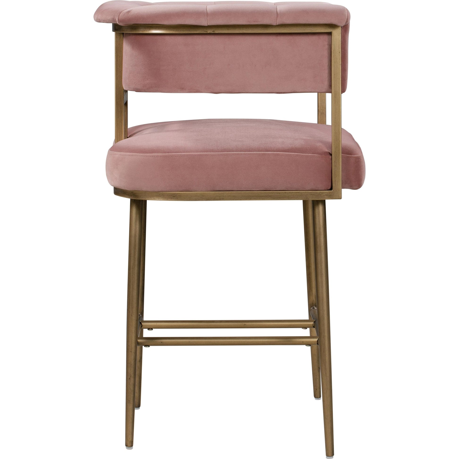 Astrid Counter Stool by TOV Furniture in blush. Made from velvet in a modern style.