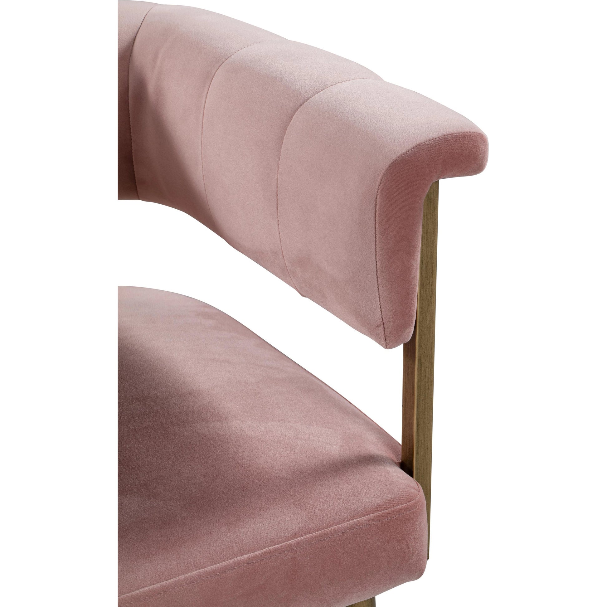 Astrid Counter Stool by TOV Furniture in blush. Made from velvet in a modern style.