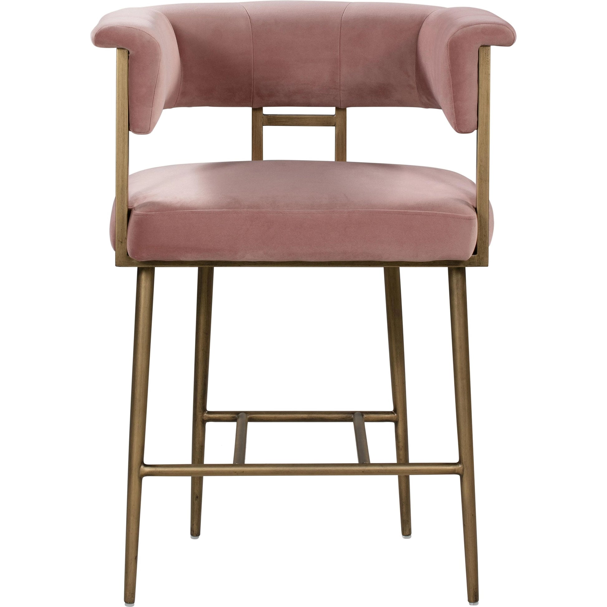 Astrid Counter Stool by TOV Furniture in blush. Made from velvet in a modern style.