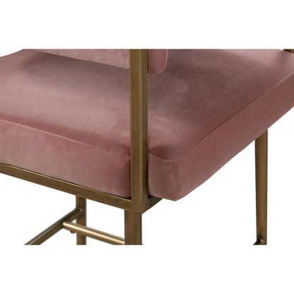 Astrid Counter Stool by TOV Furniture in blush. Made from velvet in a modern style.