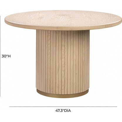 Chelsea Oak Round Dining Table by TOV Furniture in natural oak. Made from ash, mdf veneer in a cottage & farmhouse style.