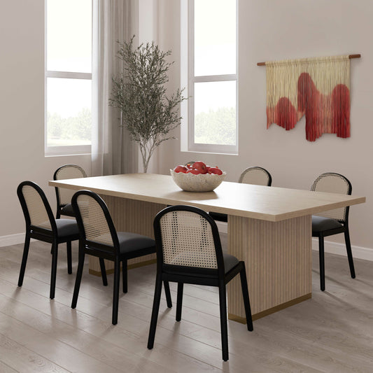 Chelsea Oak Rectangular Dining Table by TOV Furniture in natural oak. Made from ash, mdf veneer in a cottage & farmhouse style.