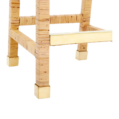 Amara Rattan Counter Stool by TOV Furniture in natural. Made from fabric, rattan veneer, wood in a cottage & farmhouse style.