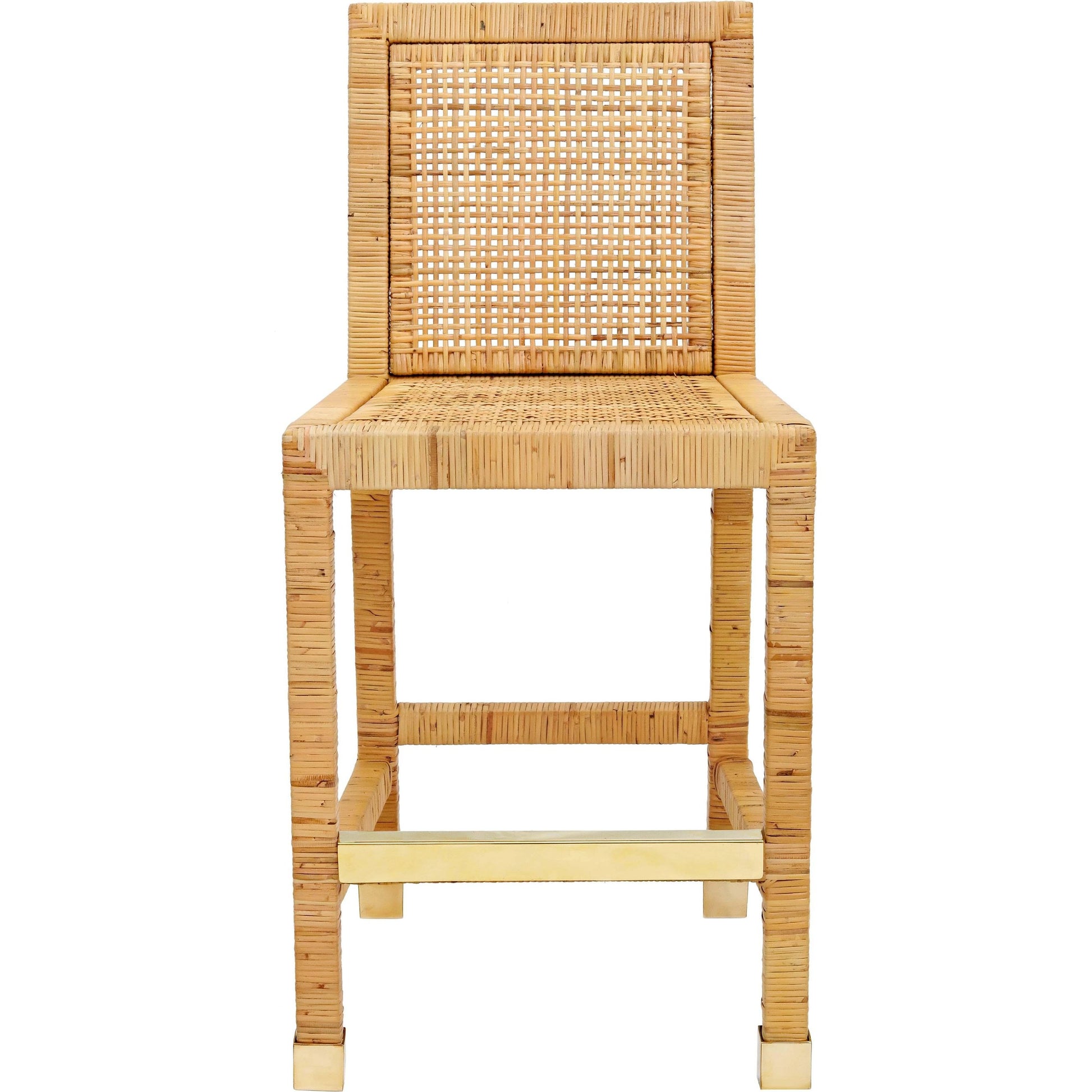 Amara Rattan Counter Stool by TOV Furniture in natural. Made from fabric, rattan veneer, wood in a cottage & farmhouse style.
