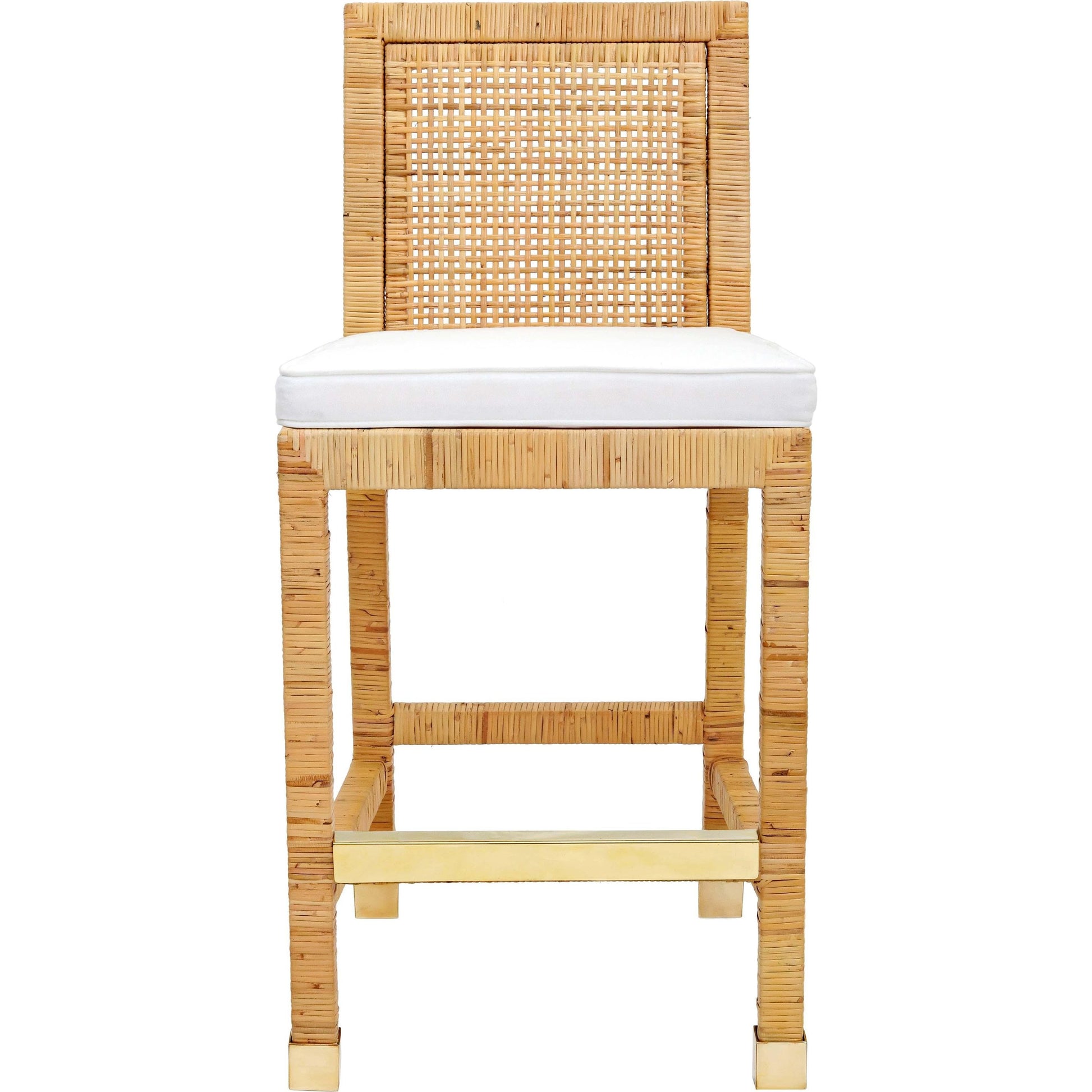 Amara Rattan Counter Stool by TOV Furniture in natural. Made from fabric, rattan veneer, wood in a cottage & farmhouse style.