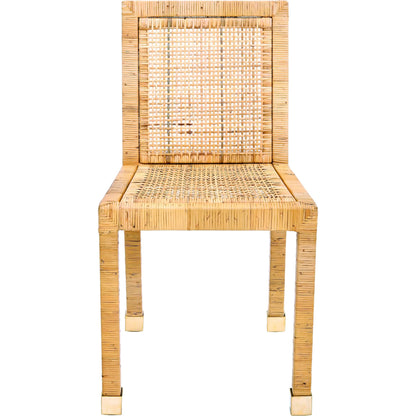 Amara Rattan Dining Chair by TOV Furniture in natural. Made from fabric, rattan veneer, wood in a cottage & farmhouse style.