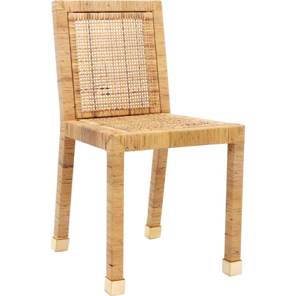 Amara Rattan Dining Chair by TOV Furniture in natural. Made from fabric, rattan veneer, wood in a cottage & farmhouse style.