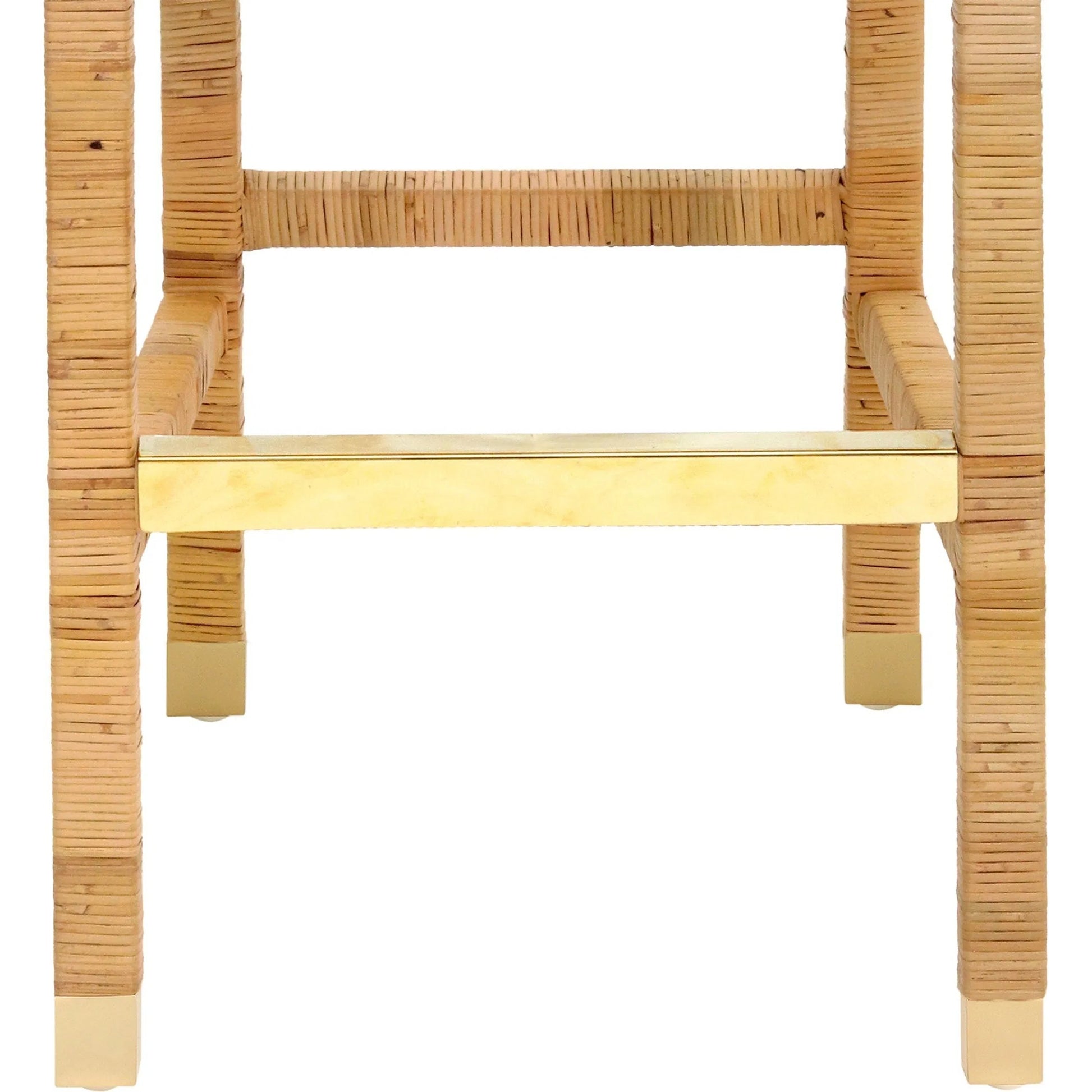 Amara Rattan Bar Stool by TOV Furniture in natural. Made from fabric, rattan veneer, wood in a cottage & farmhouse style.