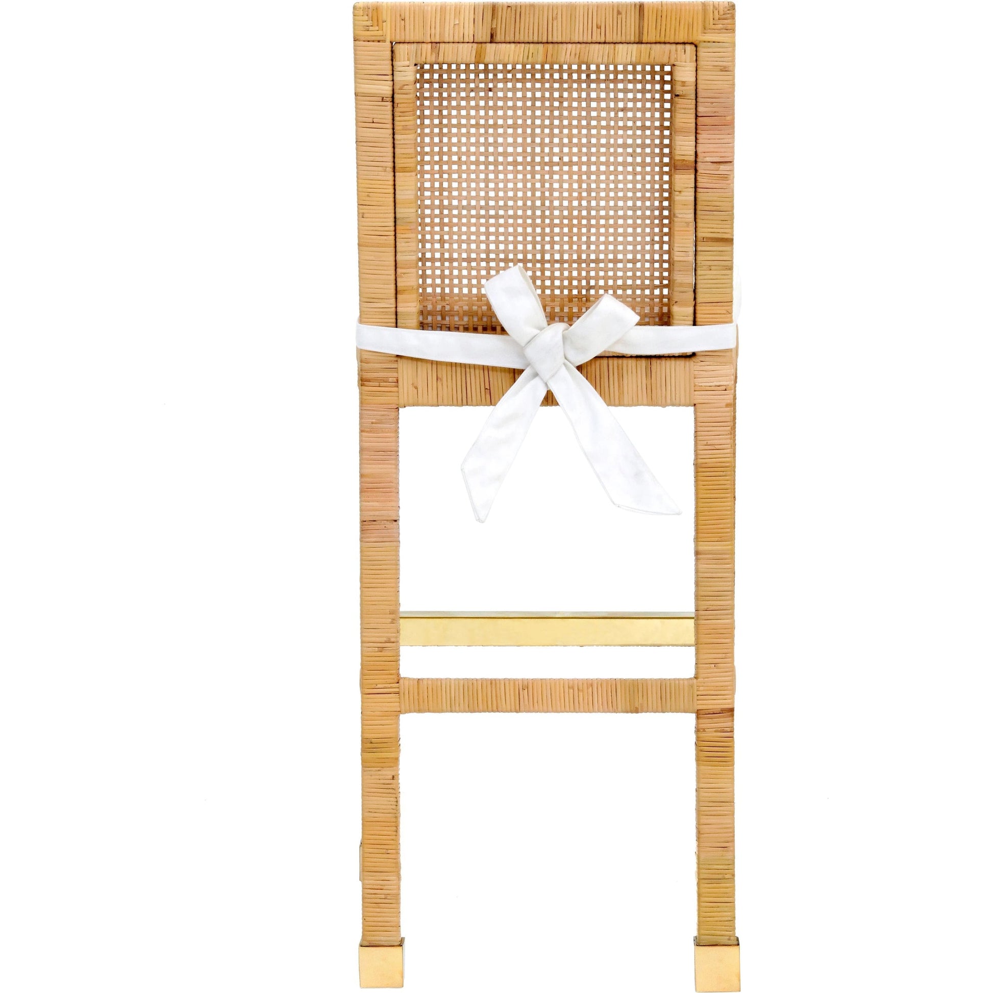 Amara Rattan Bar Stool by TOV Furniture in natural. Made from fabric, rattan veneer, wood in a cottage & farmhouse style.