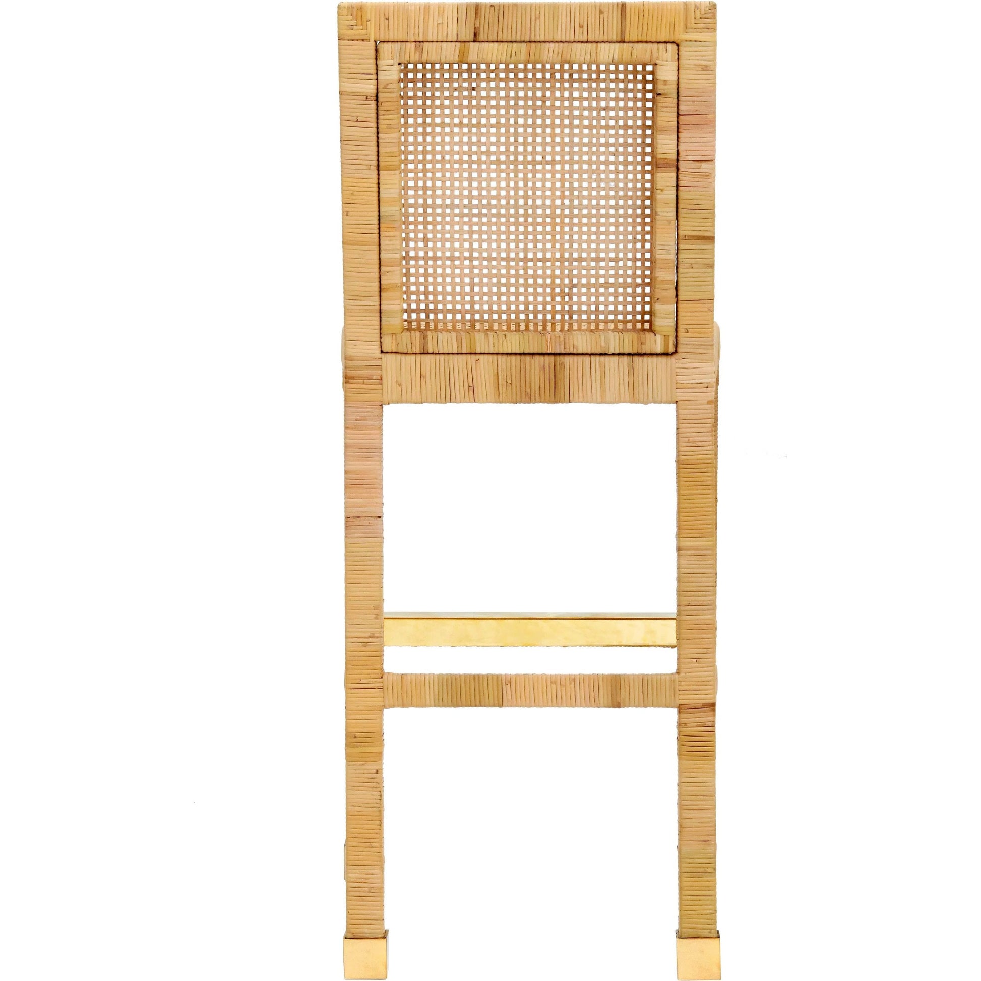 Amara Rattan Bar Stool by TOV Furniture in natural. Made from fabric, rattan veneer, wood in a cottage & farmhouse style.