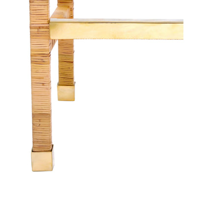 Amara Rattan Bar Stool by TOV Furniture in natural. Made from fabric, rattan veneer, wood in a cottage & farmhouse style.