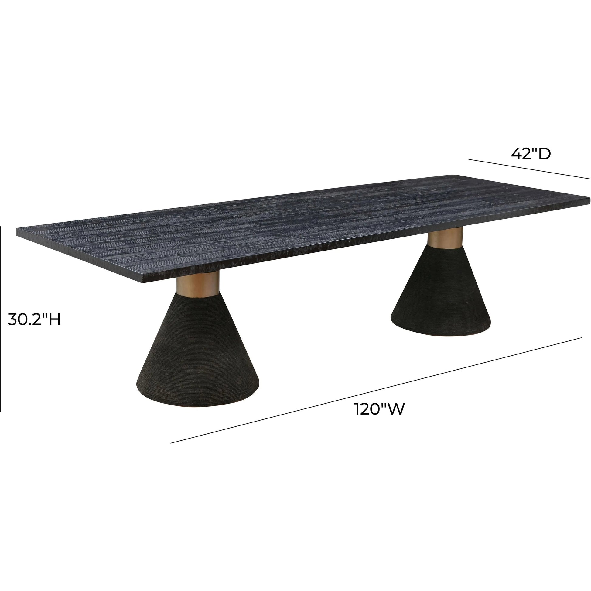 Rishi Dining Table by TOV Furniture. Made from acacia, iron, mdf veneer, rope in a modern style.