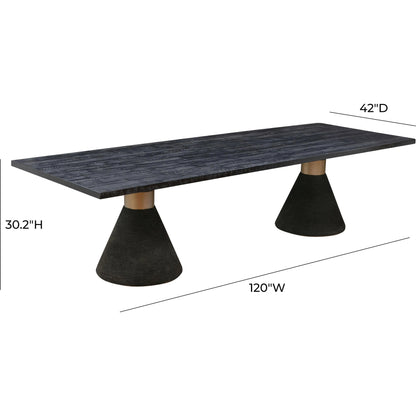 Rishi Dining Table by TOV Furniture. Made from acacia, iron, mdf veneer, rope in a modern style.