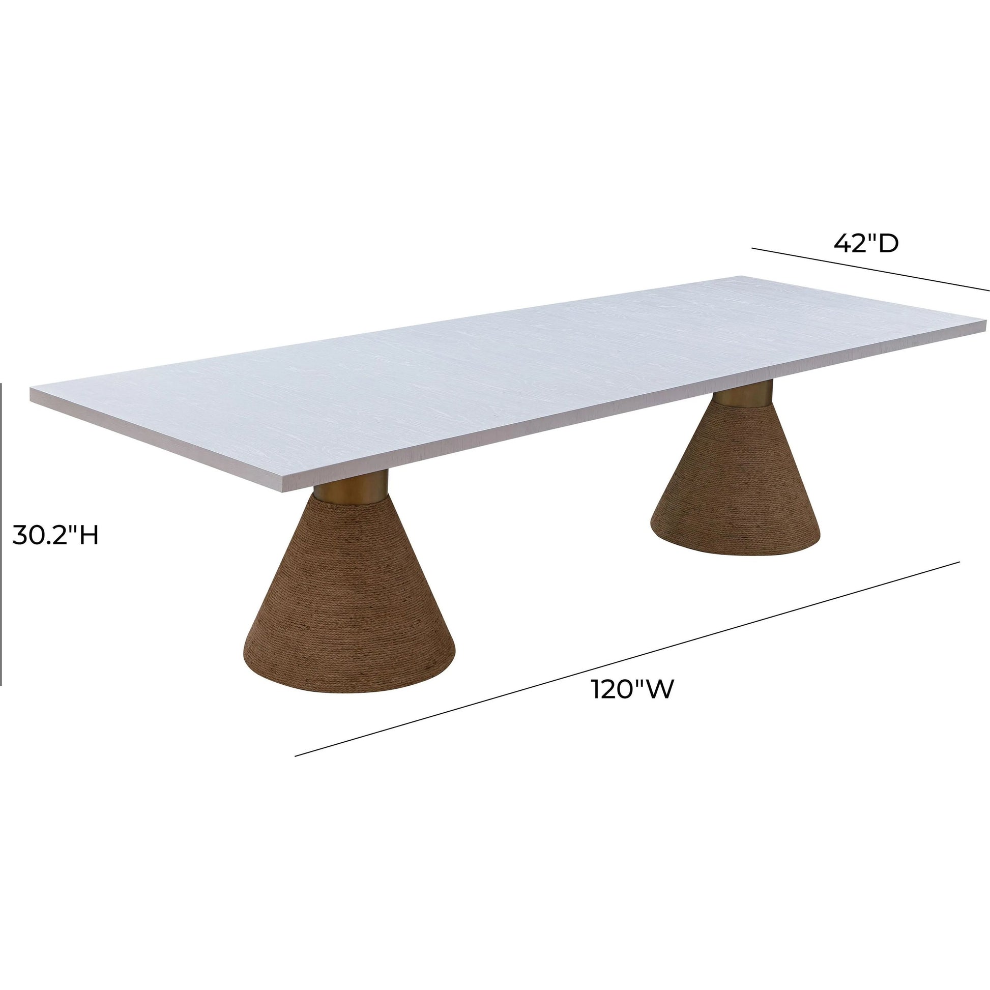 Rishi Dining Table by TOV Furniture. Made from acacia, iron, mdf veneer, rope in a modern style.