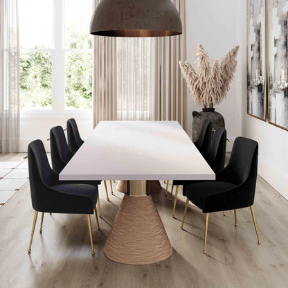 Rishi Dining Table by TOV Furniture. Made from acacia, iron, mdf veneer, rope in a modern style.