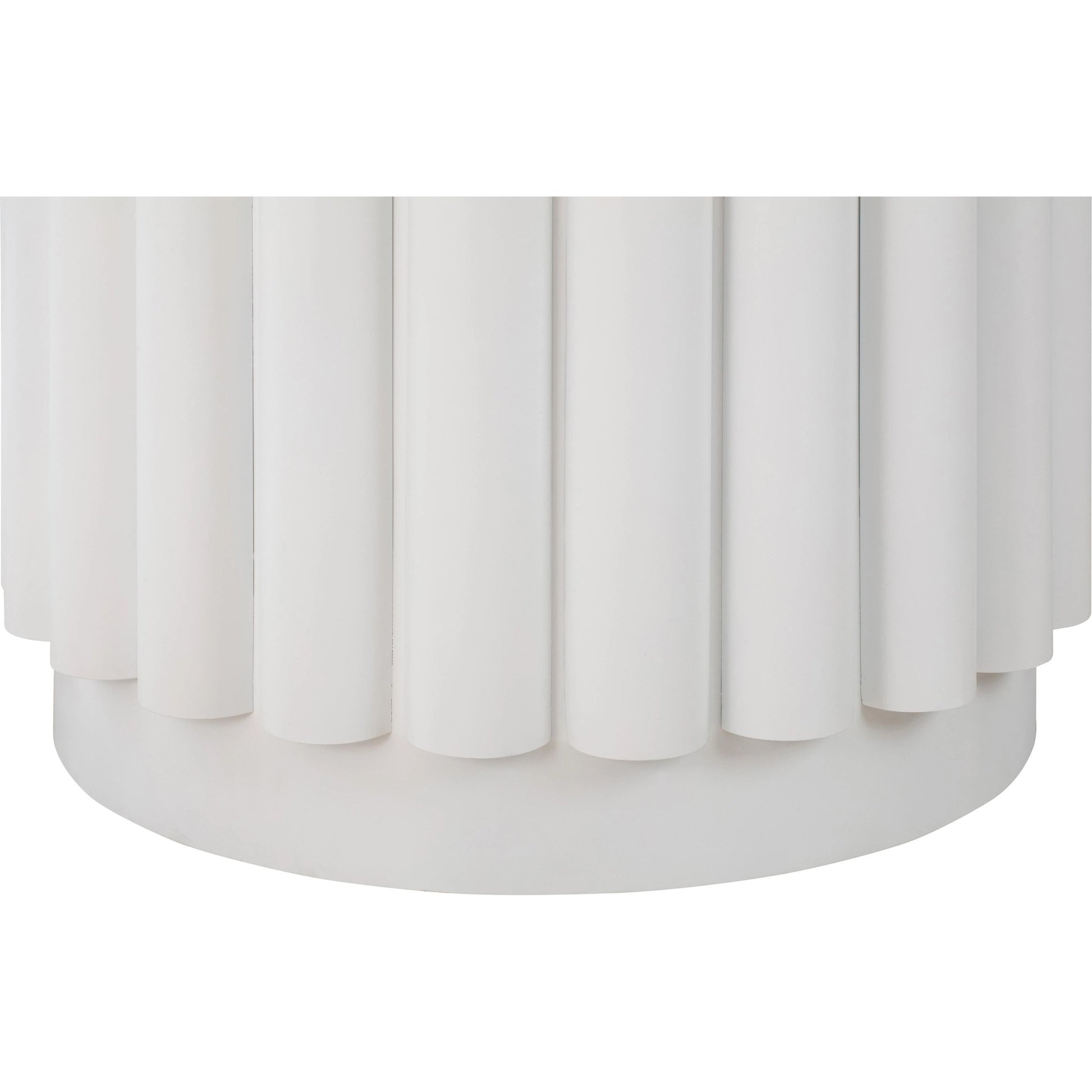 Kali Round Dining Table by TOV Furniture in white. Made from acacia, mdf veneer, metal in a modern style.