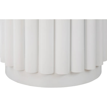 Kali Round Dining Table by TOV Furniture in white. Made from acacia, mdf veneer, metal in a modern style.