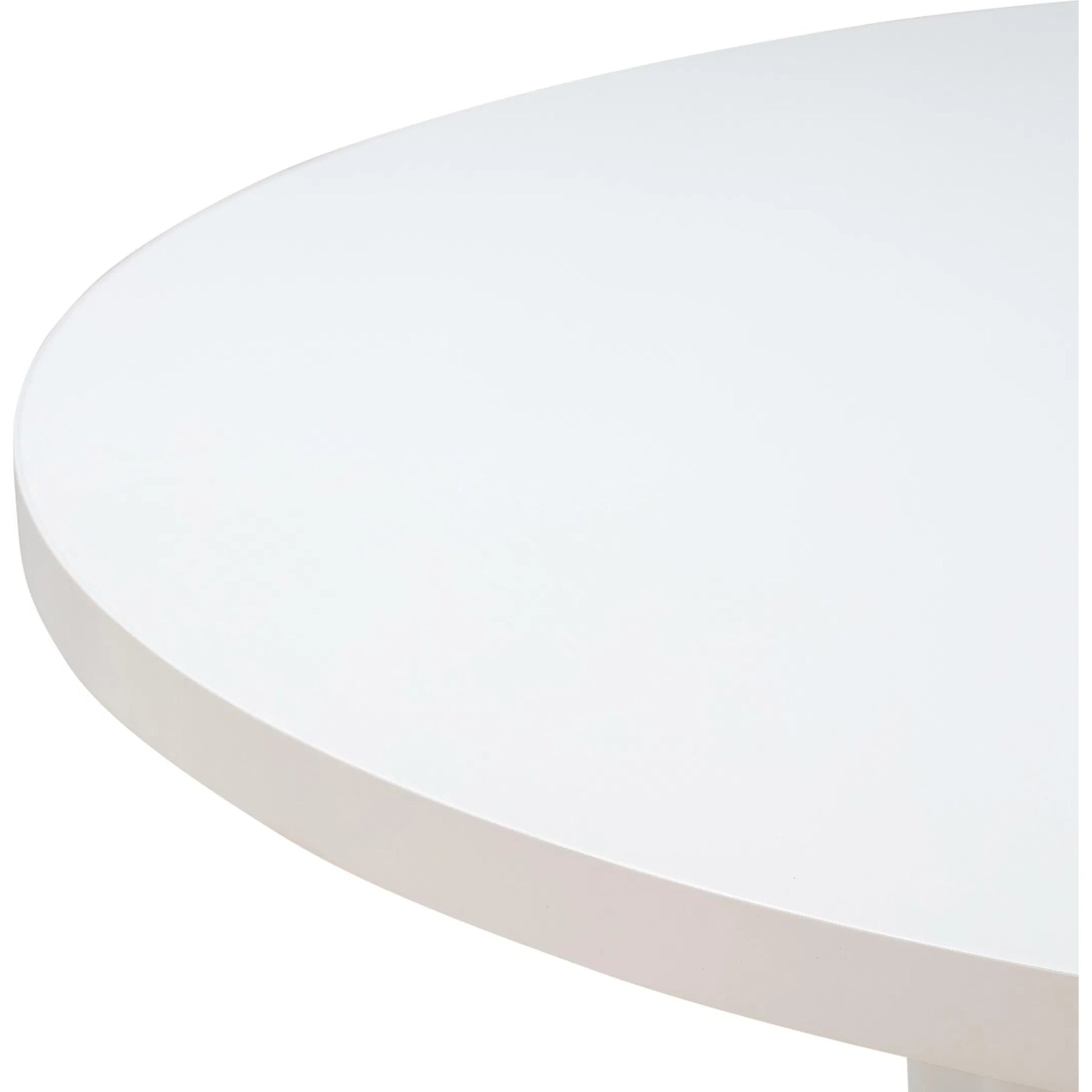 Kali Round Dining Table by TOV Furniture in white. Made from acacia, mdf veneer, metal in a modern style.
