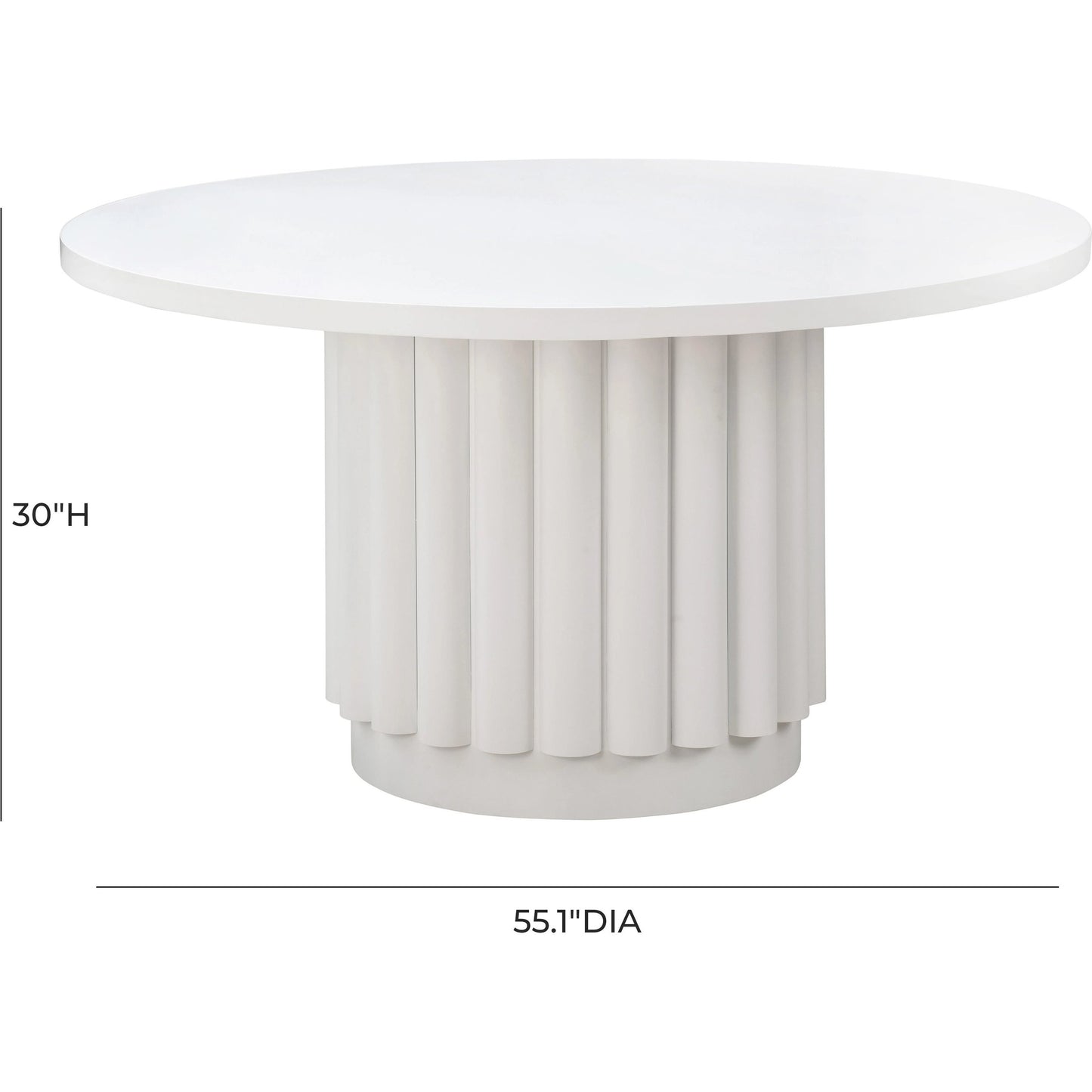 004 SI-1984136 | Additional Silo | Kali Round Dining Table by TOV Furniture in white. Made from acacia, mdf veneer, metal in a modern style.