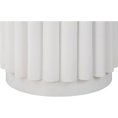 Kali Round Dining Table by TOV Furniture in white. Made from acacia, mdf veneer, metal in a modern style.