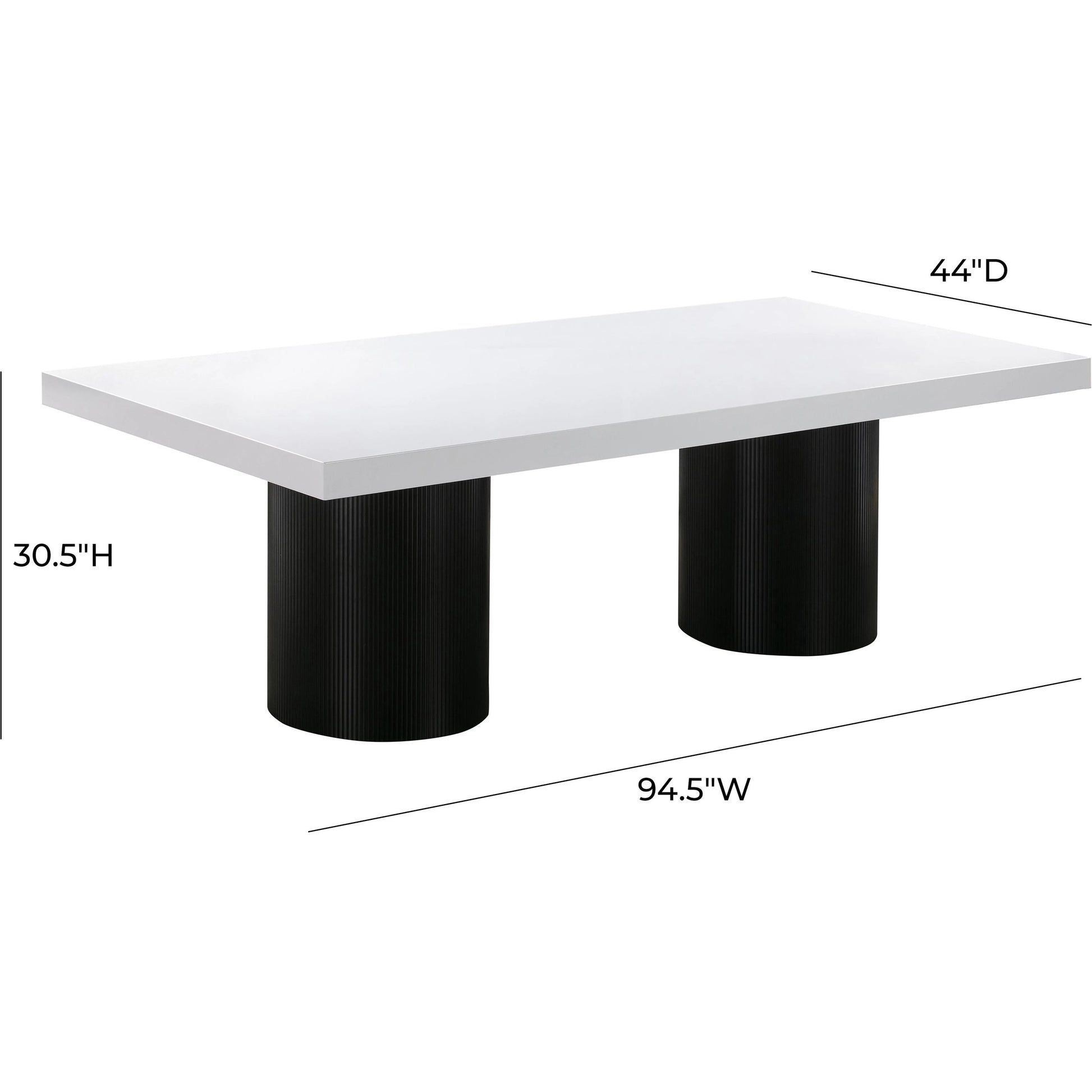 Nova Dining Table by TOV Furniture in black, white. Made from mdf in a modern style.