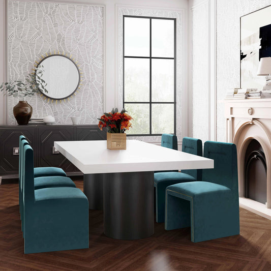 Nova Dining Table by TOV Furniture in black, white. Made from mdf in a modern style.
