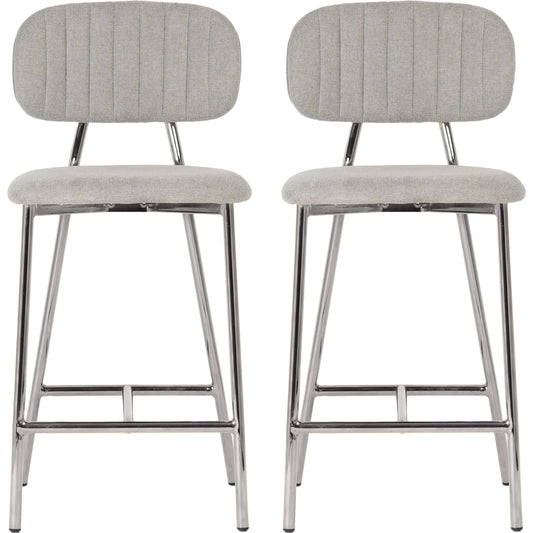 Ariana Counter Stool (Set of 2) by TOV Furniture in grey, silver. Made from metal, plywood, velvet in a modern style.